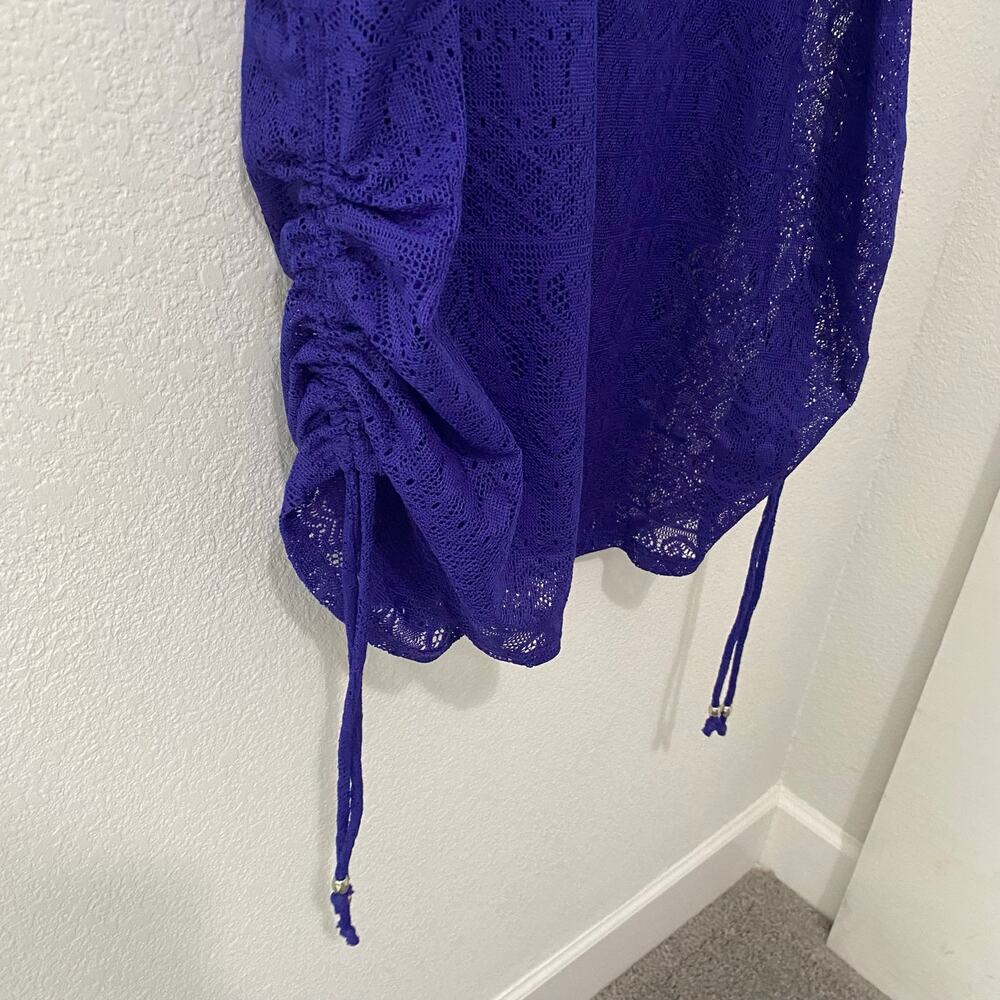 Catalina Swim Coverup Summer Top Womens Size 3X Purple Dolman Sleeves Lacy - Picture 9 of 11